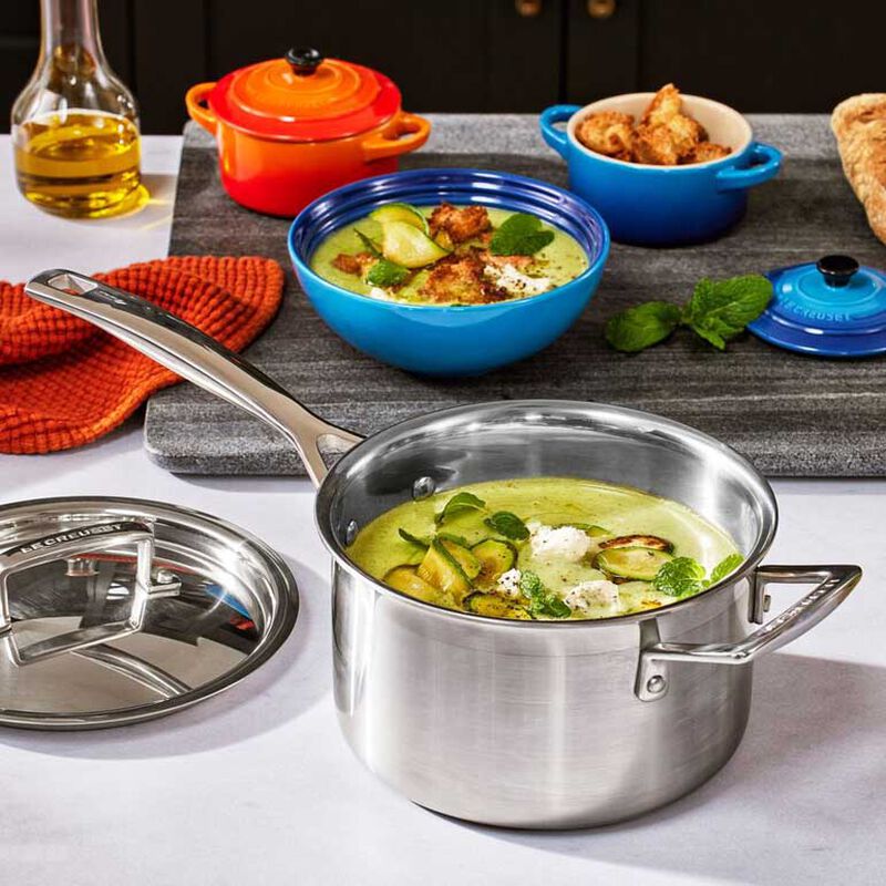 Le Creuset 3-PLY Stainless Steel Saucepan with Lid and Helper Handle 20cm image number 1
